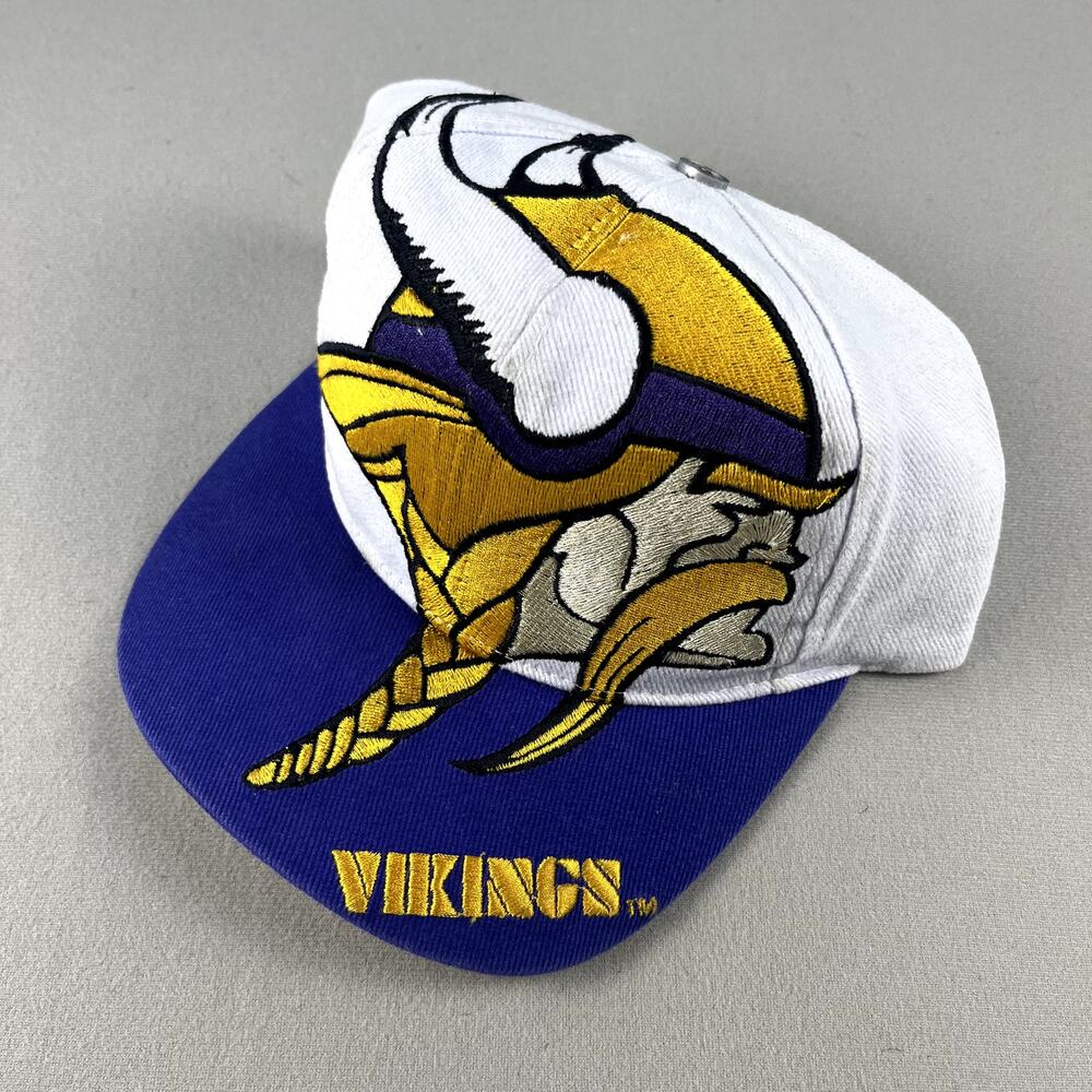 Vintage Minnesota Vikings Hat Snapback White The Game Big Logo NFL Football 90s